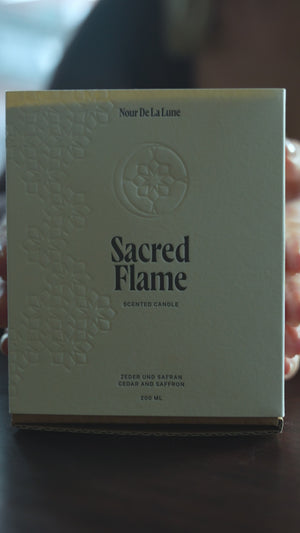 Sacred Flame cedar and saffron fragrance candle